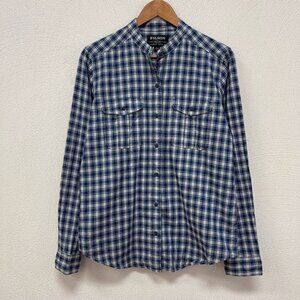 Filson Kadin Island Women Plaid Button Down Shirt Blue Long Sleeve Cotton Size M